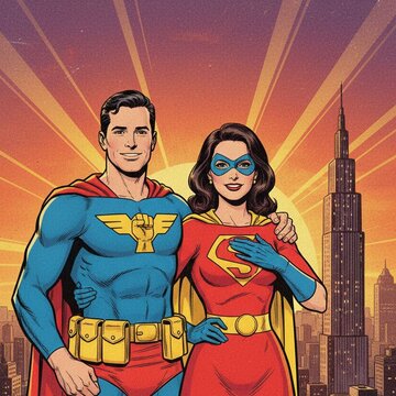 Classic Golden Age Superhero AI Portrait transformation