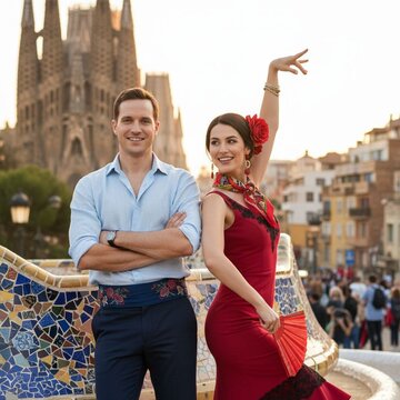 Barcelona Spain Travel Destination AI Portrait transformation