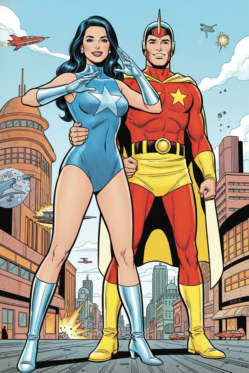 Silver Age Comics Superhero AI Portrait transformation