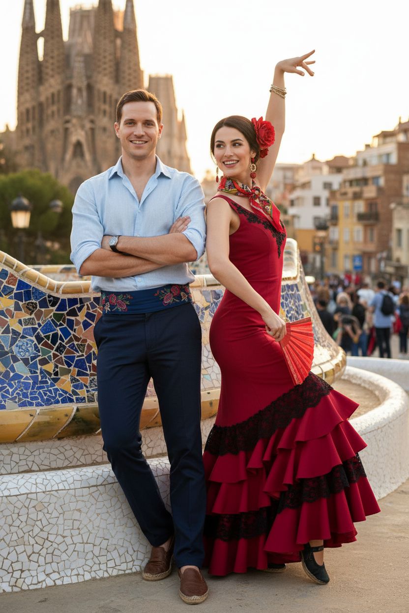 Barcelona Spain Travel Destination AI Portrait transformation