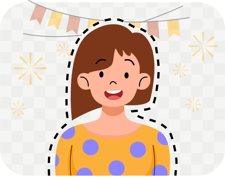 Removing girl from background using AI illustration