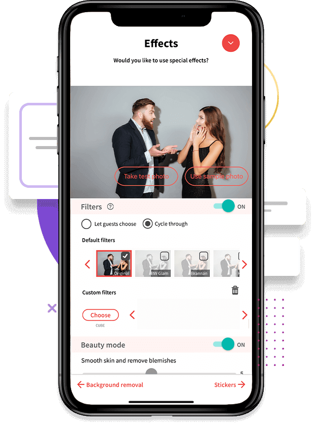 Screenshot of LumaBooth photo booth app with applying effects to photos