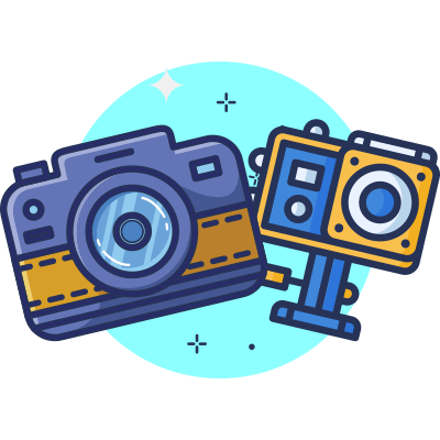 Multiple camera options for recording 360 videos illustration
